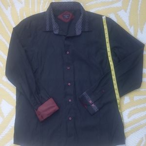 Rosso Milano Italy Men's size L black red button down dress shirt